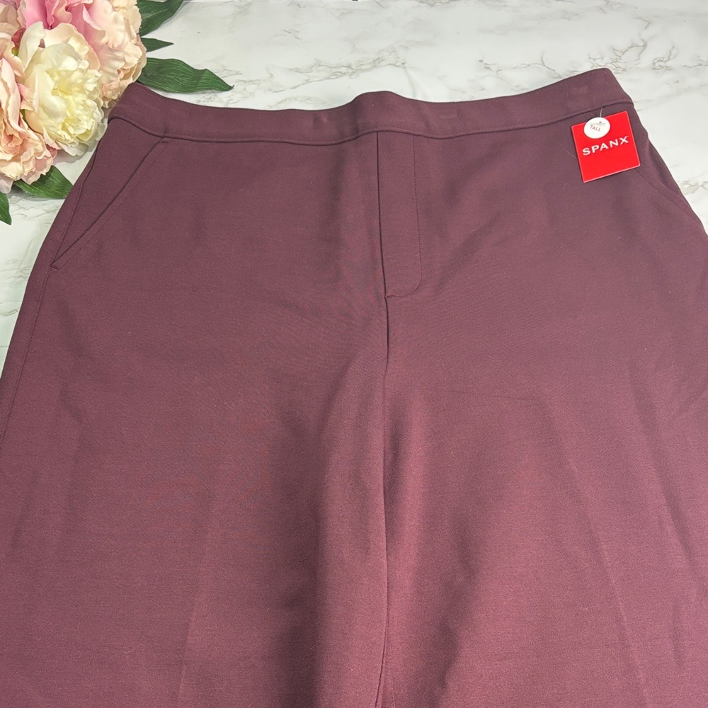 SPANX Perfect Pant Ponte Wide Leg Pant in Burgundy Size Extra Large Tall New